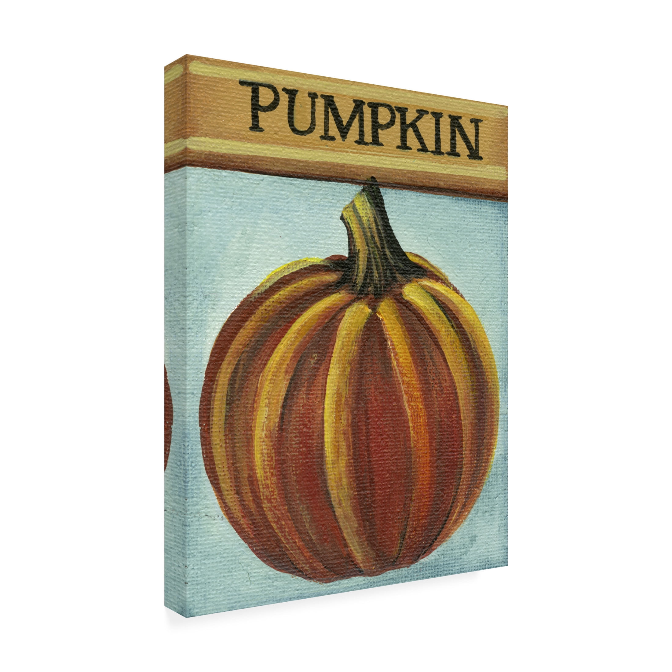 Canvas Wall Art - Debbi Wetzel 'Seed Packets 11 - Pumpkin' Wall Art for Living Room, Bedroom, or Office Décor by Trademark Fine Art - 14 x 19 Inches