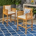 thumbnail image 2 of Christopher Knight Home Casa Outdoor Acacia Bar Stools by  (Set of 2) Grey, 2 of 5