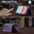 thumbnail image 2 of ELEHOLD Case for iPhone 11, Magnetic 2 in 1 Detachable Leather Wallet Case with Card Holder & Stand,Purple, 2 of 7