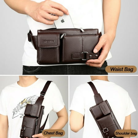 Leather Waist Belt Bag Hip Travel Carry On Pouch Organizer Necessity Outdoor Waist/Chest/Shoulder