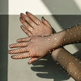 thumbnail image 4 of Stage Performance Flash Diamonds Bungee Colored Hollow Fishing Net Gloves Mesh Gloves Women Gloves BLACK, 4 of 7