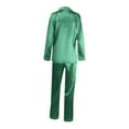 thumbnail image 6 of Silk Satin Pajamas Set Women Two Piece Nightwear Long Sleeve Sleepwear Soft Loungewear Pjs Set Green 4XL, 6 of 9