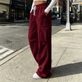 thumbnail image 5 of Costeam Womens Wide Leg Cargo Sweatpants Elastic Drawstring High Waist Deep Side Pockets Soft Knit Straight Loose Fit Casual Lounge Solid Color Athletic Trousers, 5 of 8