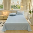 thumbnail image 2 of Gingham Washed Cotton 3-Piece Bedding Set – Flat Sheet & 2 Pillowcases – Solid Color Minimalist Bed Sheet Set for Bedroom, Holiday Gift, 2 of 4
