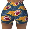 thumbnail image 2 of Daiia Burning Rugby Balls Pattern Women's Workout Shorts Biker Shorts - High Waisted Workout Spandex Tummy Control Gym Running Yoga Shorts-Medium, 2 of 8