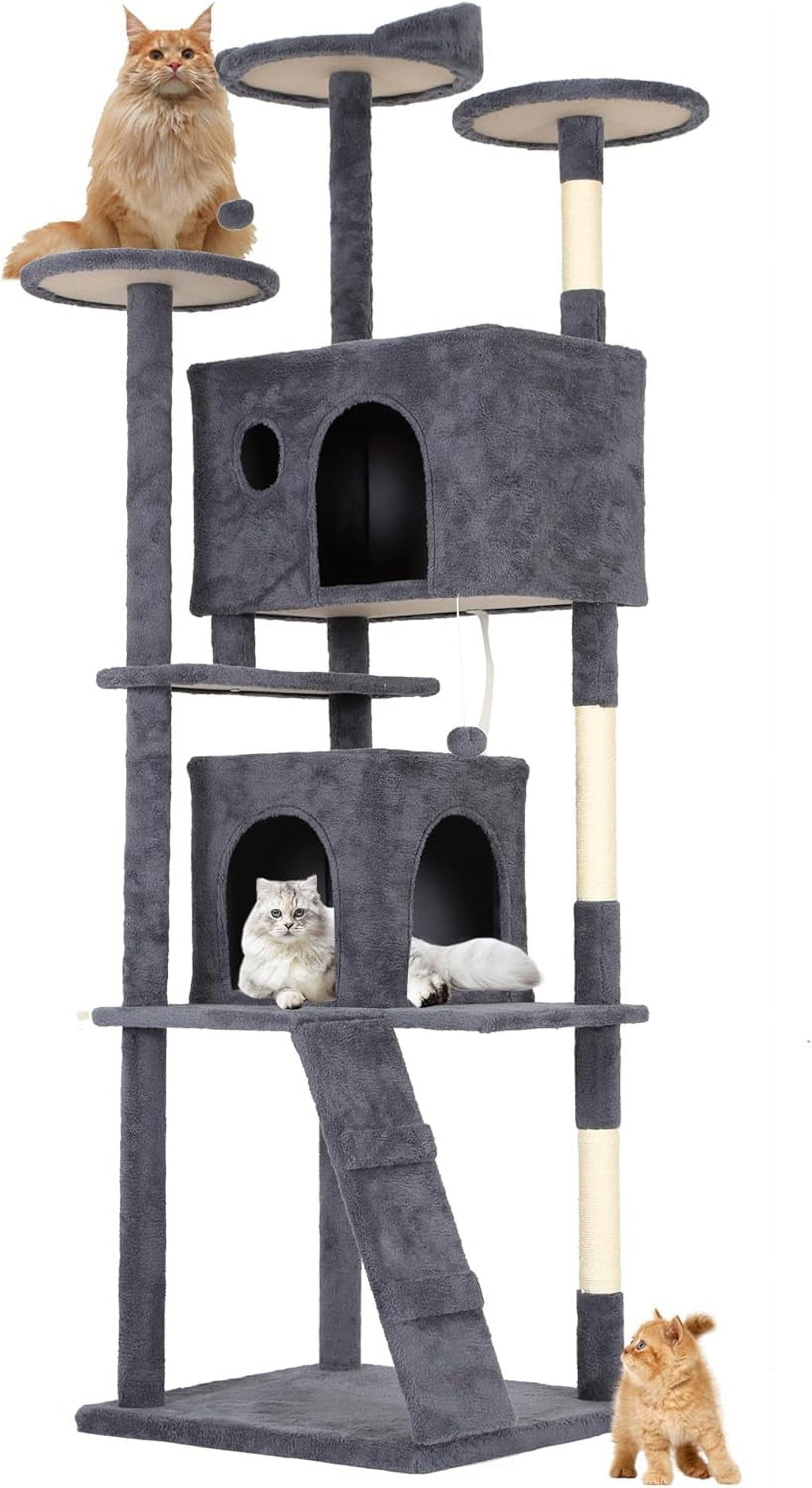 CL.HPAHKL 81 in Cat Tree Tower, Multi-Level Cat Condo Furniture with Scratch Post & Funny Toys for Kittens Pet House Play, Dark Gray