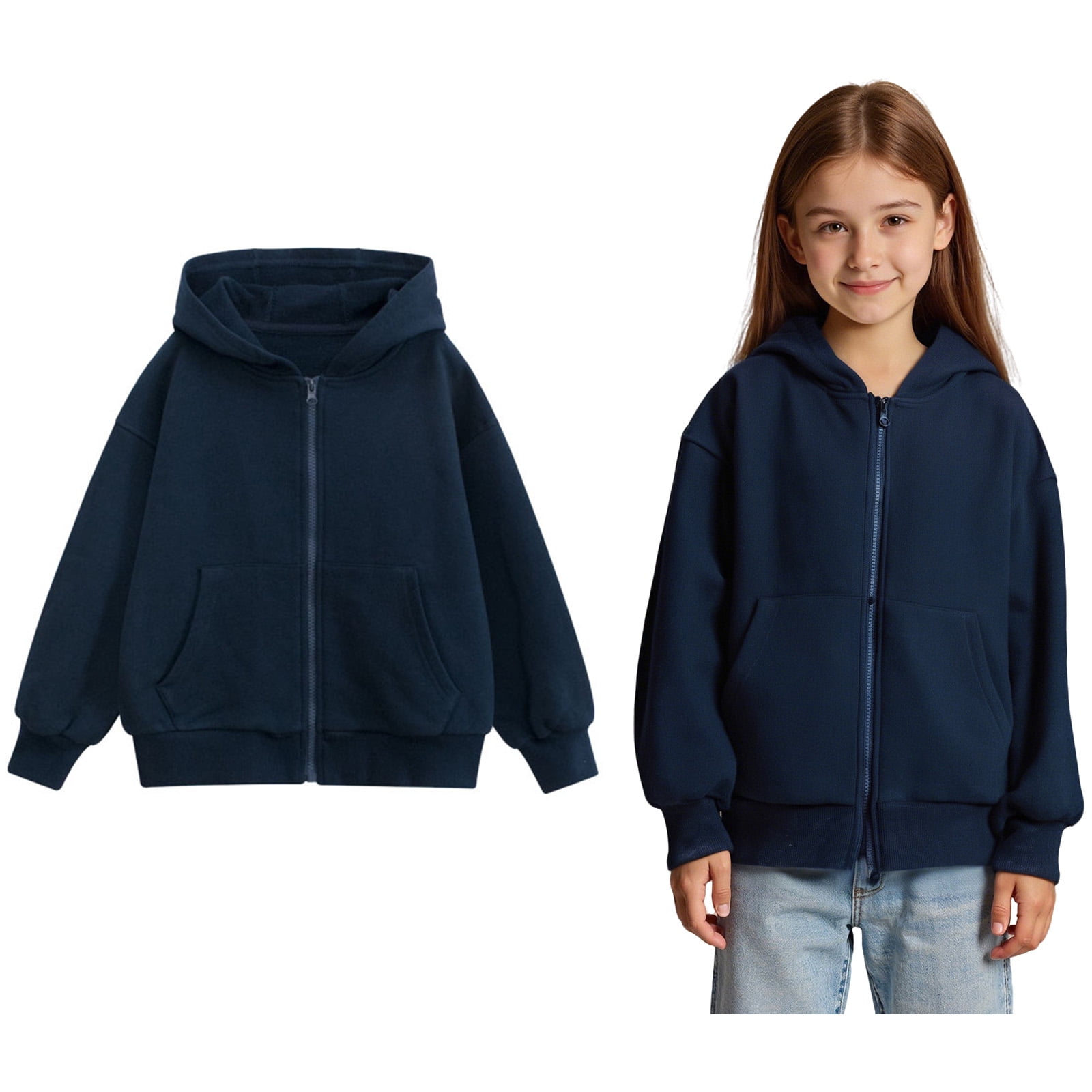 Pull GAS 4 Kids Fille Taille XL Bleu Capuche Zip – Neuf Sans étiquettes