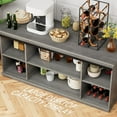 thumbnail image 4 of Shahoo Farmhouse Sideboard Buffet Cabinet, Coffee Bar Storage with Sliding Barn Doors, Shelf for Home Dining Room, Grey, 4 of 7