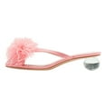 thumbnail image 2 of FSJ Women Charming Furry Feather Thong Sandals Flat Slide Flip Flops Slipper Clear Block Low Heel Comfortable Dress Shoes Size 8 Pink, 2 of 5