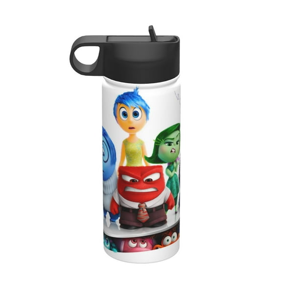 Saiise inside out 2 Print Insulated Water Bottle with Straw,Sports & Travel Water Bottle 18oz Double Walled Stainless Steel,Reusable Thermal Water Bottle