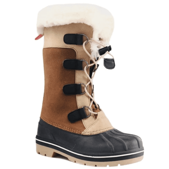 Girls Constance Faux Fur Trim Water Resistant Brown Winter Boots Tan 2