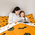thumbnail image 4 of Manfei Halloween Pumpkin Queen Bedding, Orange Spooky Bat Bedding Comforter Set Queen, Halloween Reversible, 7pcs, 4 of 7