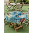 thumbnail image 3 of Outdoor Tablecloth with Umbrella Hole and Zipper, Sea Seahorse Coastal Round Table Cloth 60 Inch Waterproof Tablecloth, Nautical Summer Coral Ocean Vintage Picnic Table Cover for Patio Camping, 3 of 7
