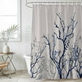 thumbnail image 4 of Blue Tree Bathroom Shower Curtains with 12 Hooks Polyester Waterproof Shower Curtain for Stalls and Bathtubs Retro Farmhouse Botanical Branches Bird Decorative Bathroom Privacy Curtain 66x72 Inches, 4 of 9