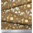thumbnail image 2 of Soimoi Brown Rayon Fabric Star Anise,Lemon & Garlic Vegetable Printed Fabric 1 Yard 42 Inch Wide, 2 of 3