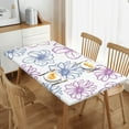 thumbnail image 2 of YFYANG 5FT Rectangular Table Cloth, Waterproof Polyester Purple Flower Graffiti Table Cover, Indoor Outdoor Decorative Tablecloths with Elastic Edge, 2 of 8