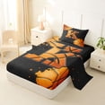 thumbnail image 2 of Castle Fairy Orange Basketball Initial K Twin Sheets 3pcs, Abstract Watercolor Splash Bedding, Black Orange,1 Fitted Sheet, 1 Flat Sheet and 1 Pillowcase, 2 of 6