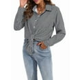 thumbnail image 1 of Camisas de Mujer con Botones, Casuales, de Larga, A Cuadros, con Estampados, Blusas Holgadas con Cuello A . Negro S, 1 of 8