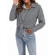thumbnail image 1 of Camisas de Mujer con Botones, Casuales, de Larga, A Cuadros, con Estampados, Blusas Holgadas con Cuello A . Negro M, 1 of 8