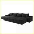 thumbnail image 4 of 135” 6-Seat Modern Minimalist Modular Cloud Sofa | Black Plush Corduroy | Square Arms | No Assembly Required | Living Room Apartment, 4 of 6