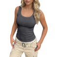thumbnail image 3 of XIAONU Womens Ribbed Tank Top U Neck Sleeveless Slim Fit Daily Shirt, 3 of 7