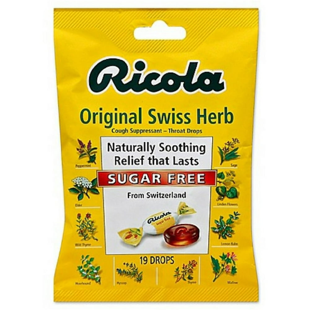 2 Pack Ricola Sugar Free Original Swiss Herb Cough Drops, 19 Count
