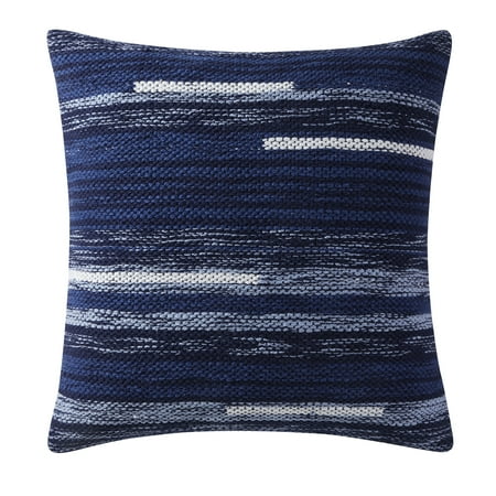 Gap Home 100% Organic Cotton Chunky Yarn Dyed Decorative Pillow Navy 20" x 20"