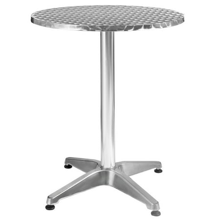 Round Patio Table Dimensions Costway Aluminum Stainless Steel Round Table 23 1/2'' Patio Bar Pub Restaurant Adjustable ()