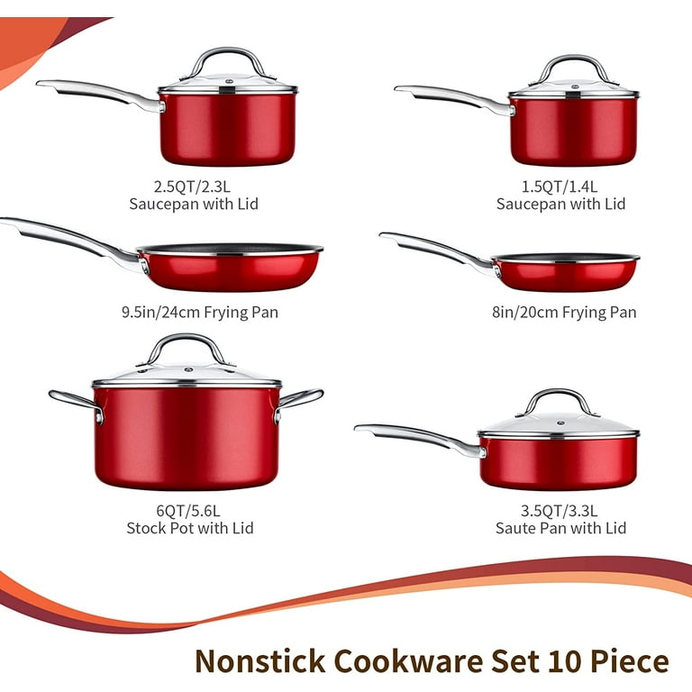 12800 Brights Nonstick Cookware Pots And Pans Set, 10 Piece, Purple  Gradient – Casazo