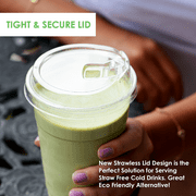 [200 PACK] 16 oz Cups | Iced Coffee Go Cups and Sip Through Lids | Cold Smoothie | Plastic Cups with Sip Through Lids | Clear Plastic Disposable Pet Cups | Ideal for Parfait, Juice, Soda, Party Cups