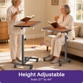 thumbnail image 5 of KEKOY Overbed Table with Wheels, 90° Tilting Tabletop and Adjustable Height, Rolling Hospital Bedside Table for Reading, Laptop Work and Post-Surgery Recovery, 5 of 9