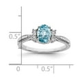 thumbnail image 5 of 925 Sterling Silver Rhodium Diamond and Light Blue Topaz Ring Size 7, 5 of 6