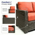 thumbnail image 3 of Krikacy 6-PCS Outdoor Wicker Modular Conversation Set w/Cabinet Coffee table, All-Weather HDPE, Orange, 3 of 8
