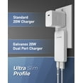 thumbnail image 3 of (3 Pack) Flat Type C Wall Charger, Galvanox Ultra Slim Dual Port USB-C / USB-A Multi Port Travel Plug, Low Profile Power Adapter (Fast Charging 20W), 3 of 5
