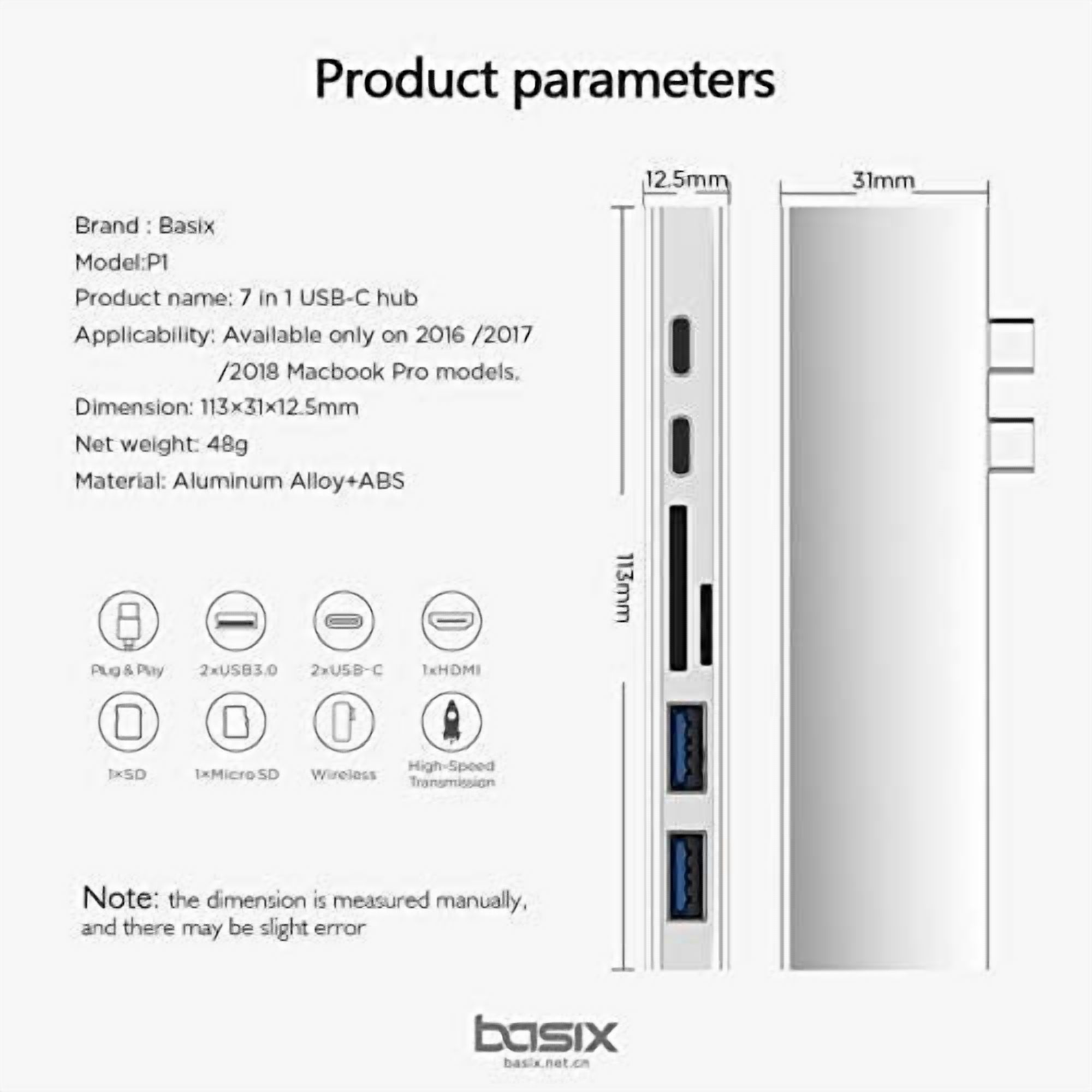 THYMOBO 7 in 1 USB C to USB Hub, USB Type C Adapter w. 3 USB 3.0 Ports, SD Micro SD, USB C to 4K HDMI & USB C Charging Port, Compatible w. MacBook Pro Nintendo Switch and Windows Type C Laptops -Grey
