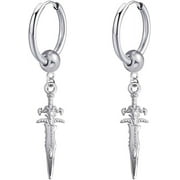 OMAGIE Sword Drop Dangle Small Hoop Earrings for Women Men Stainless Steel Engrave Animal Cross Dagger Halloween Statement Charms Drop Dangling Hoops Cuff Cartilage Wrap Vintage Punk Pray Jewelry