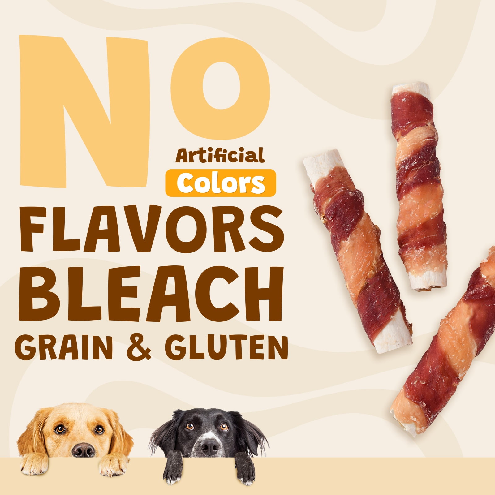(2 pack) ASMPET Rawhide Dog Treats Chicken & Duck Wrapped Rawhide Sweet Potato Stick, Long Lasting Dog Bone, Teeth Cleaning for Medium Large Dogs, 10.6oz