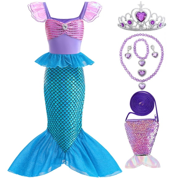 Disfraz, disfraz, cosplay, sirena para niñas de 4 a 5 años