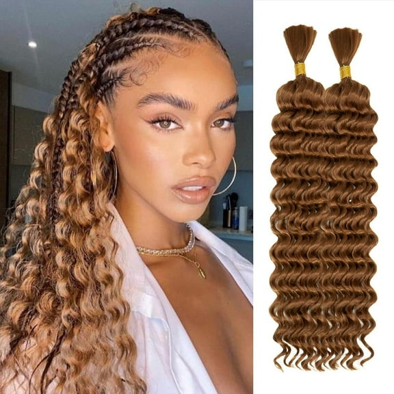 Human Braiding Hair For Boho Braids 200g 18 Inch Curly Braiding Hair for Braiding Knotless Deep Wave Human Hair Bundles (#A)