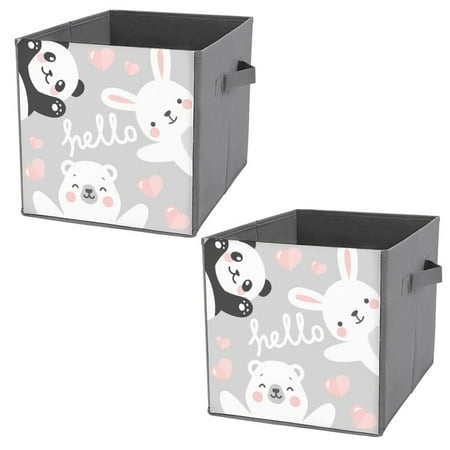 

ZHANGS Panda Rabbit Teddy Bear-12 Cube Storage Box With Handle Collapsible Storage Bins Portable Open Home Storage Bins Closet Organizers Box For Books Toys Clothes Or Toys