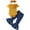 Yellow, variant on Odeerbi Toddler Girls 3 Piece Outfits Ruffle Bodysuit Flared Jeans Set Summer Clothes Fashion Casual Round Neck Collar Short Sleeve Botton Tops Solid Color Long Pants Sets Yellow