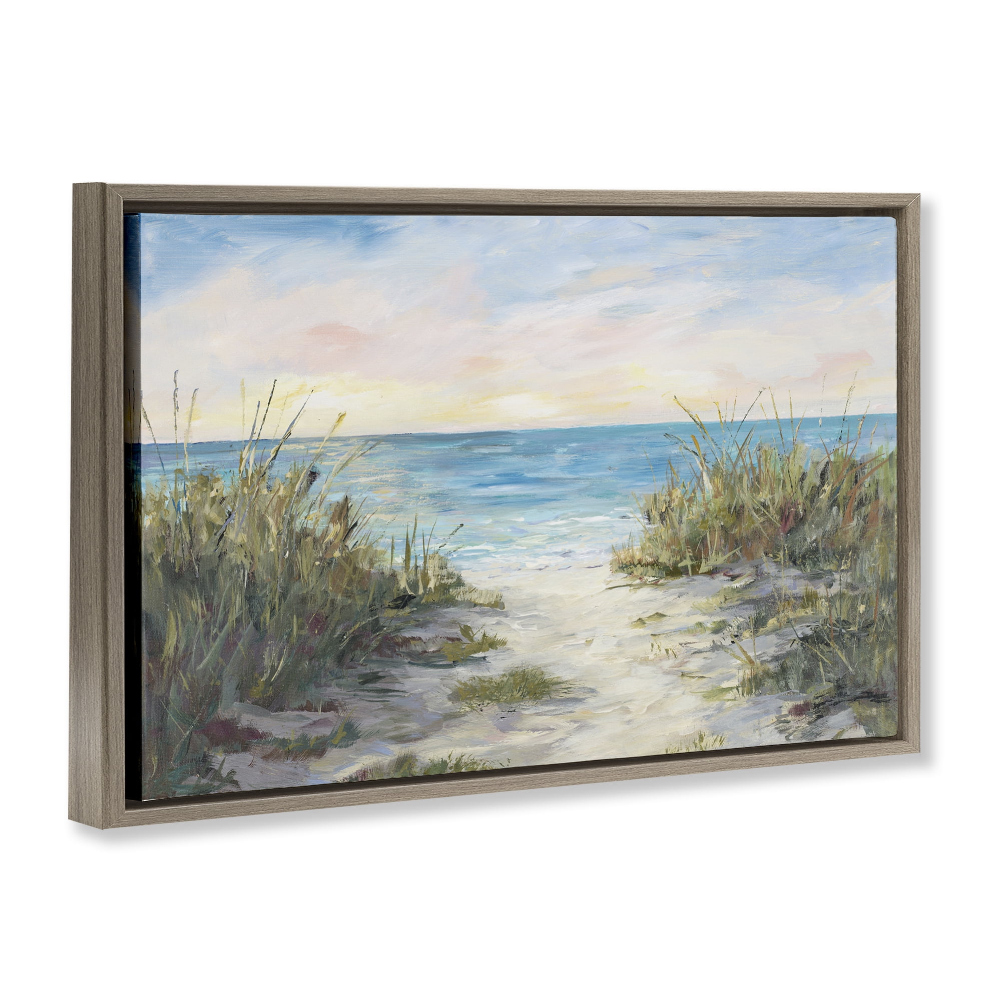 Stupell Industries Walk To The Beach Brown Framed Floater Canvas Wall Art, design by Julie DeRice