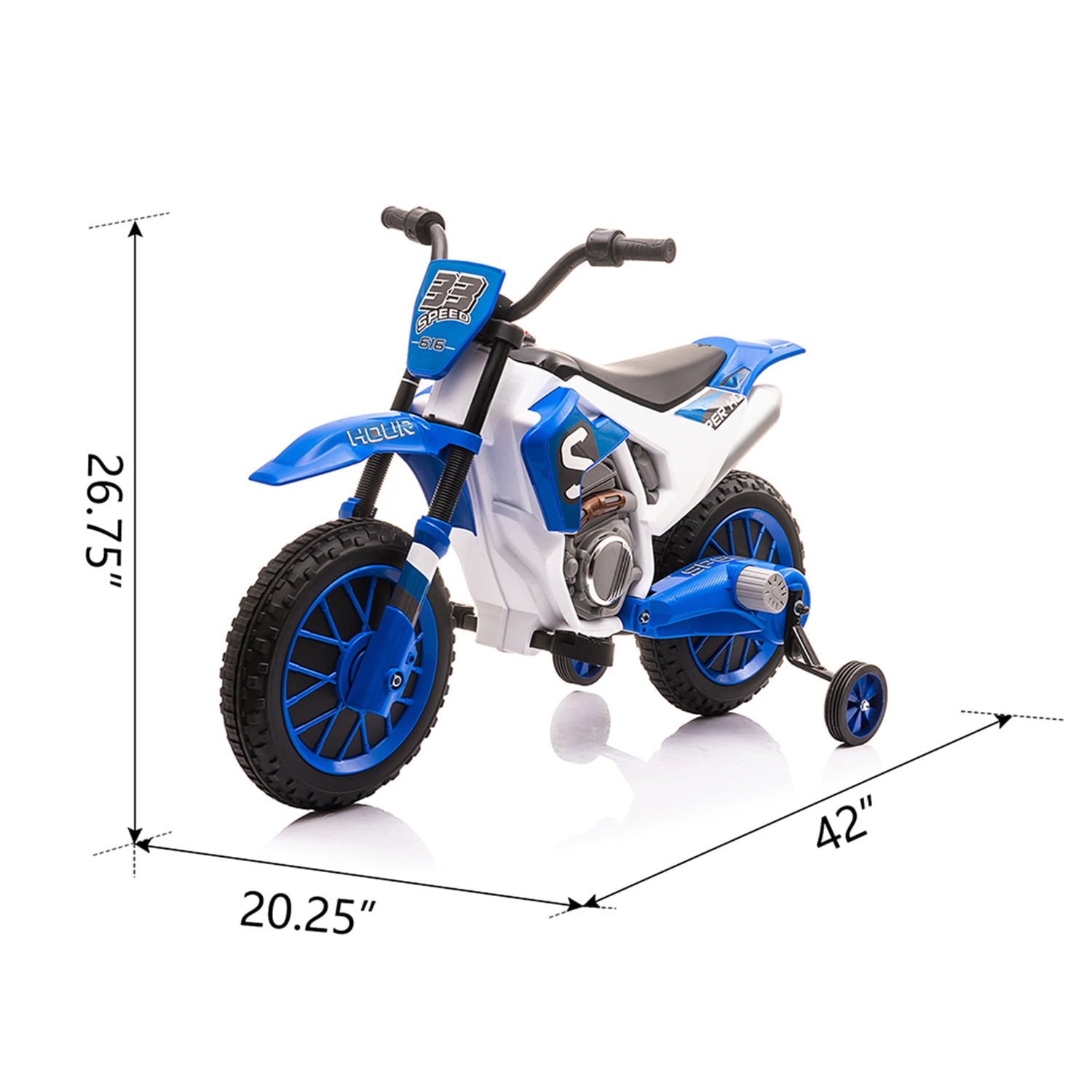 CIPACHO 12V Kids Ride On Toy Motorcycle, Electric Motor Toy Bike with Training Wheels for Kids 3-6 Kids Car, Blue