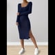 thumbnail image 4 of Vestido de Otoño para Mujer, Larga, Cuello Cuadrado, Tejido, Midi, para Playa, Resort, con Abertura, Maxivestido Ajustado. Azul Real M, 4 of 7