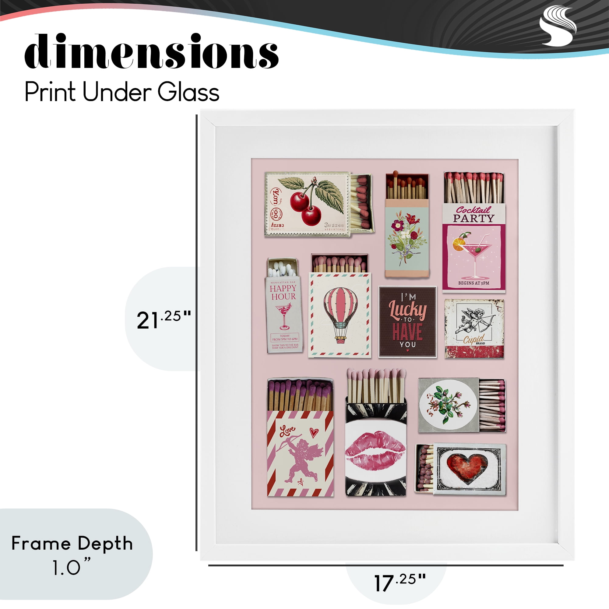 Stupell Industries Vintage Romantic Matchbox Collection White Framed Print Under Glass, design by CAD Designs