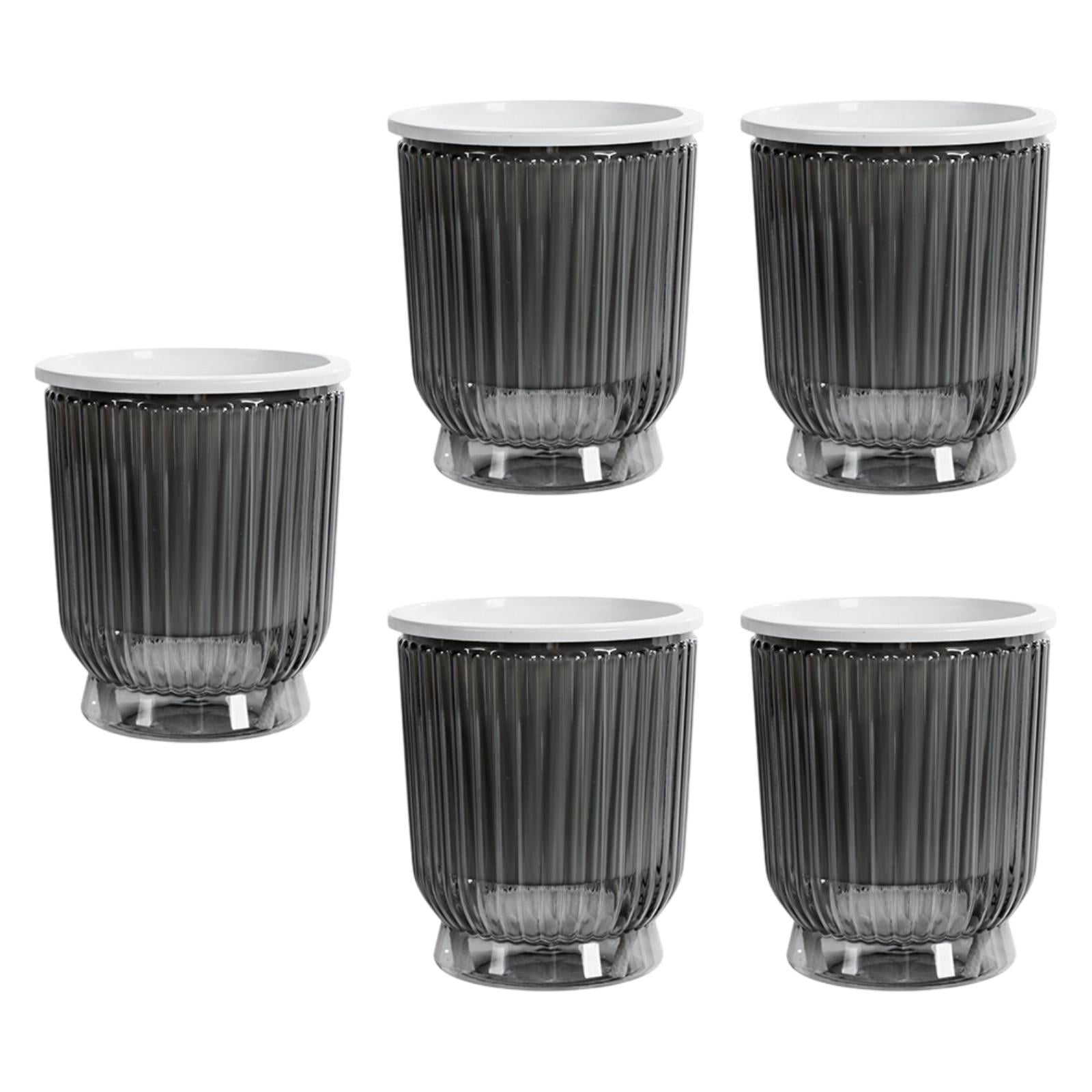 figatia 5 Pieces Self Watering Plant Pots Flower Pots Modern Home Decor Gardening Planters Indoor Outdoor Plants for Restaurant Patio Gray 12x14.5cm