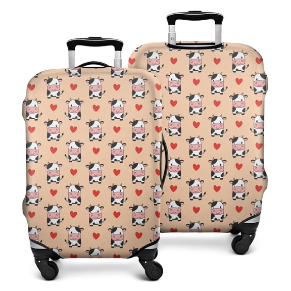 Beige Cow Heart Pattern Luggage Cover Fashion Suitcase Cover Baggage Covers Fit 25-28 Inch Luggage (Go Travel)