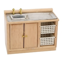 BESTSKY Dollhouse Decoration,1/12 Dollhouse Miniatures,Dollhouse 1:12 Scale Miniature Furniture Model Kitchen Dish Washing Table with Baskets