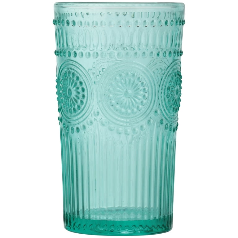 New The Pioneer Woman Drinking Glasses 16-Ounce Glass Tumbler Set of 4  Turquoise