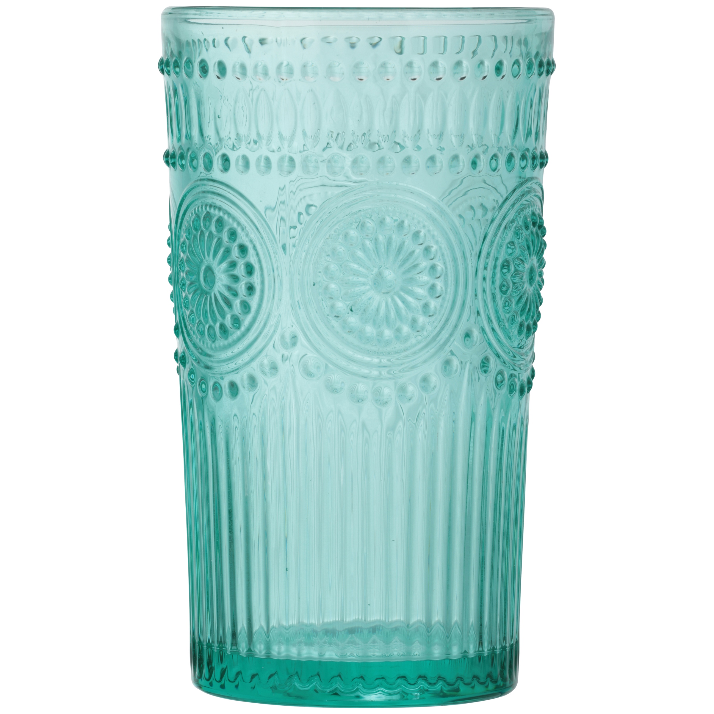 The Pioneer Woman Adeline 16-Ounce Teal Emboss Glass Tumblers, Set of 4 - image 5 of 5